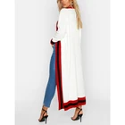 Long Custom Design Plus Size Long Sweater Open Front Striped Maxi Cardigan Sweater