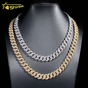Shining High Quality Fashion Hip Hop 12MM Width 5A CZ Cuban Link Chain Iced Out Cuban Necklace And Bracelet