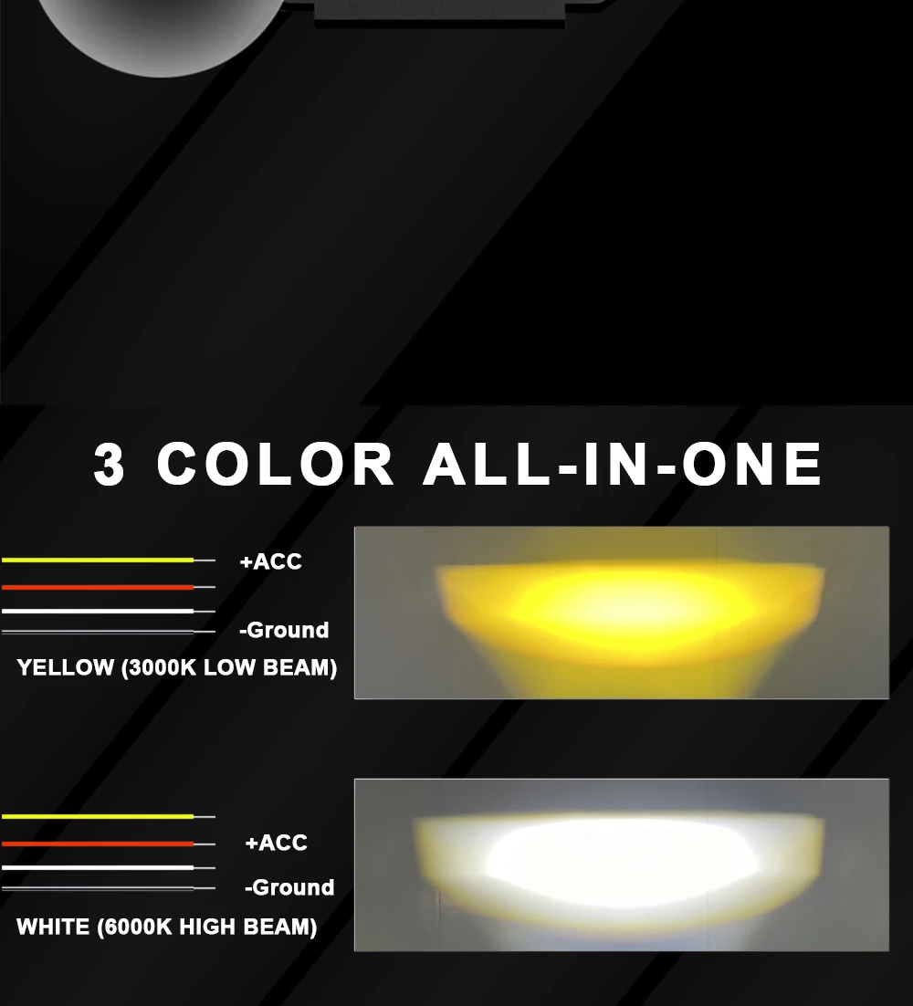 TECH-KING G02 Motorcycle parts 3 Colors All-In-One 90W Ip67 Waterproof Led Spotlight For Motorcycles Matrix Led Laser Spotlight