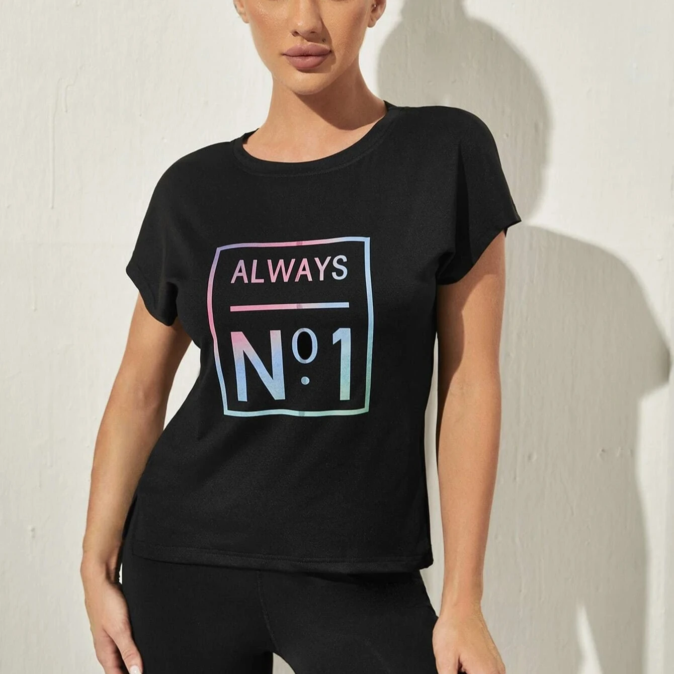Letter Graphic Dolman Sleeve Absorbs 
