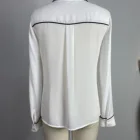 Blouse Long Sleeve Piping Trim Blouse For Women