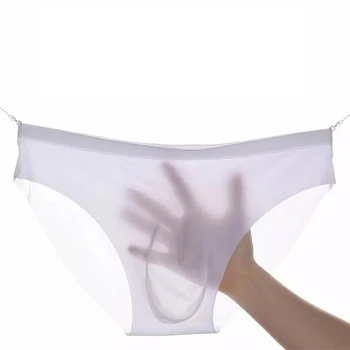 Summer Ice Silk Seamless 3D Ultra-thin Breathable Korean Gay Jockey Briefs Mens Sexy Transparent Underwear