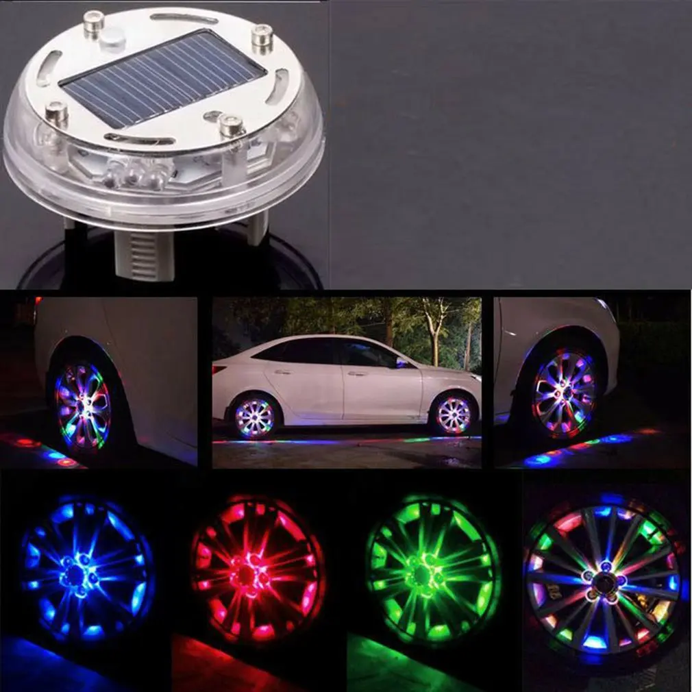 Universal 12 Leds Car Tire Wheel Lights Solar Energy Wheel Lights For