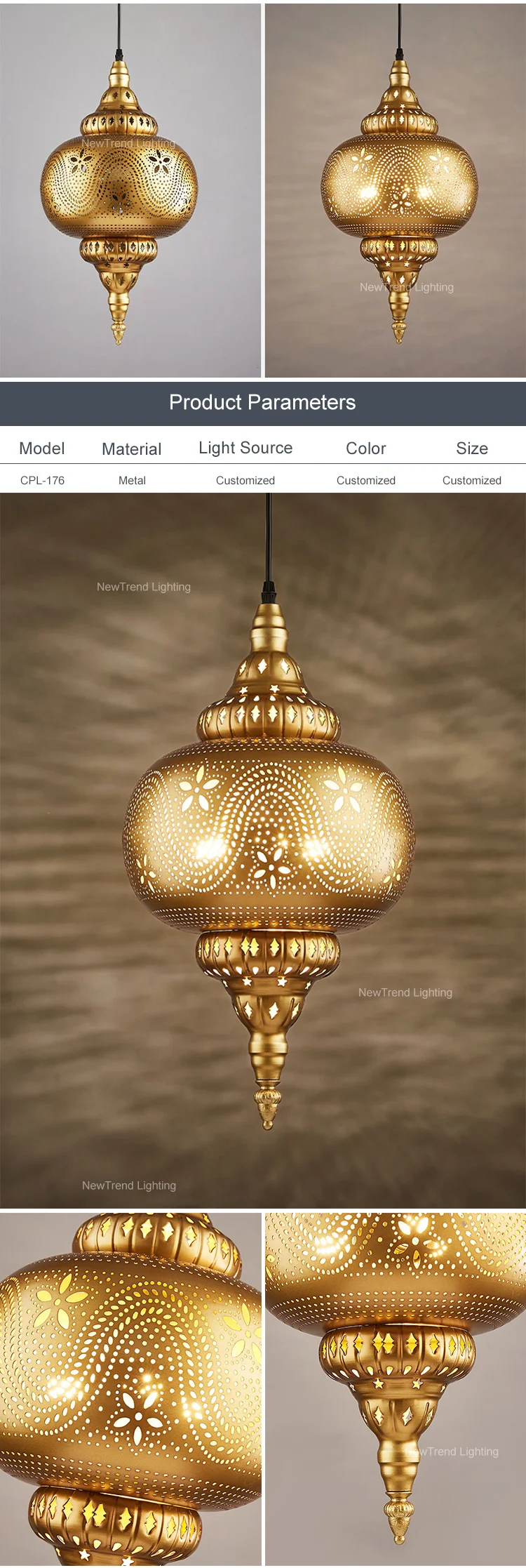 cpl 176 antique design indoor customization living room dining room metal iron decorative temple pendant light-1