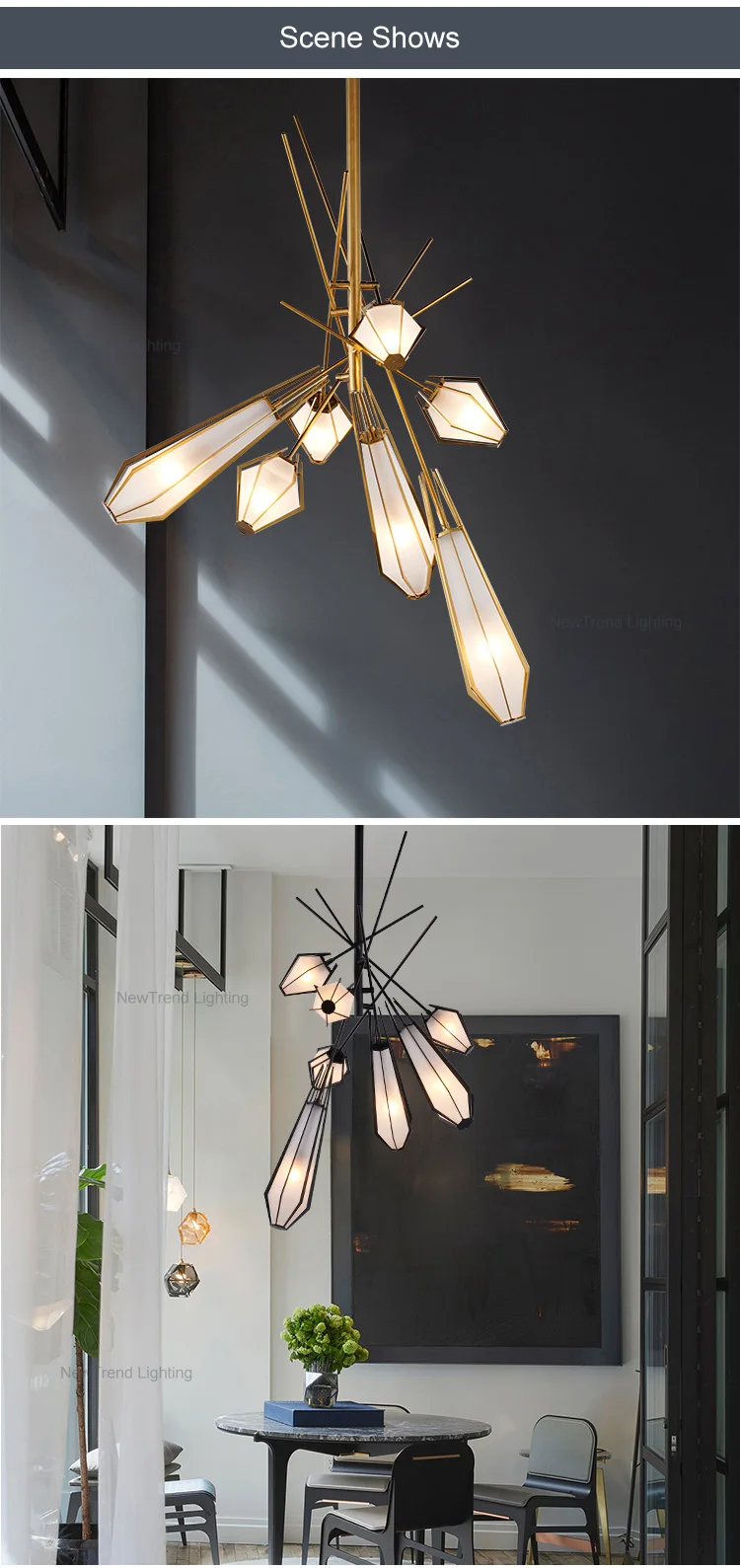 DZ-033 Modern Indoor Decoration Hotel Lobby Villa Chandelier Black LED Glass Pendant Light factory