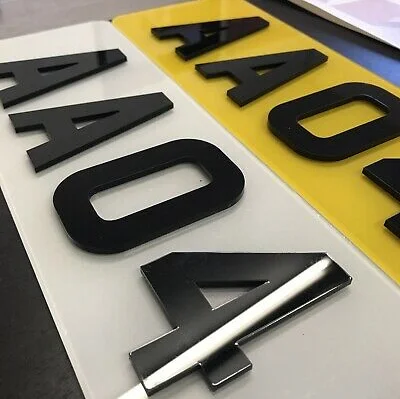 4D 5mm Laser Cut Gloss Black letters & Numbers for Number Plates Bulk x350