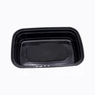 Plastic Fresh Box Recyclable Rectangle Plastic Container Fresh Fruit Packaging Container With Cover Black Sushi Box