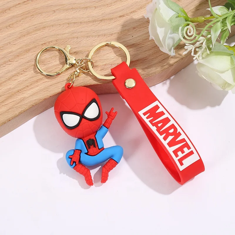 2024 New Hot Sale 3D PVC Key Ring Cute Cartoon Super Hero key holder Marvels Anime Silicone Keychains Spider Man keychains