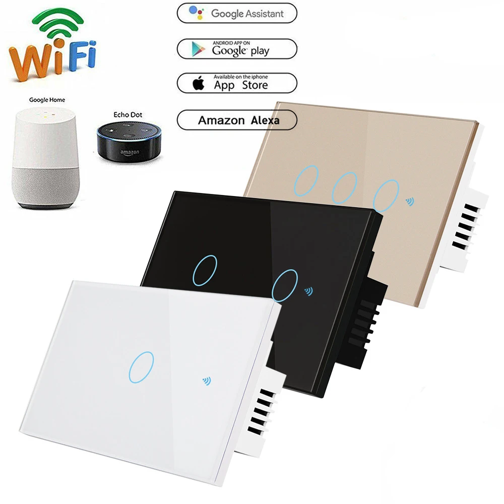 AU Approved Smart WIFI Wall Light Touch Panel Switch App Socket Alexa Google hom 