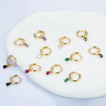 charm 18k gold plated 925 sterling silver jewelry fashion huggie women's zircon Simple Small hoop Earrings