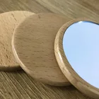 Mirror Excellent Round Shape Wooden Single Side Mini Compact Pocket Wooden Little Mirror