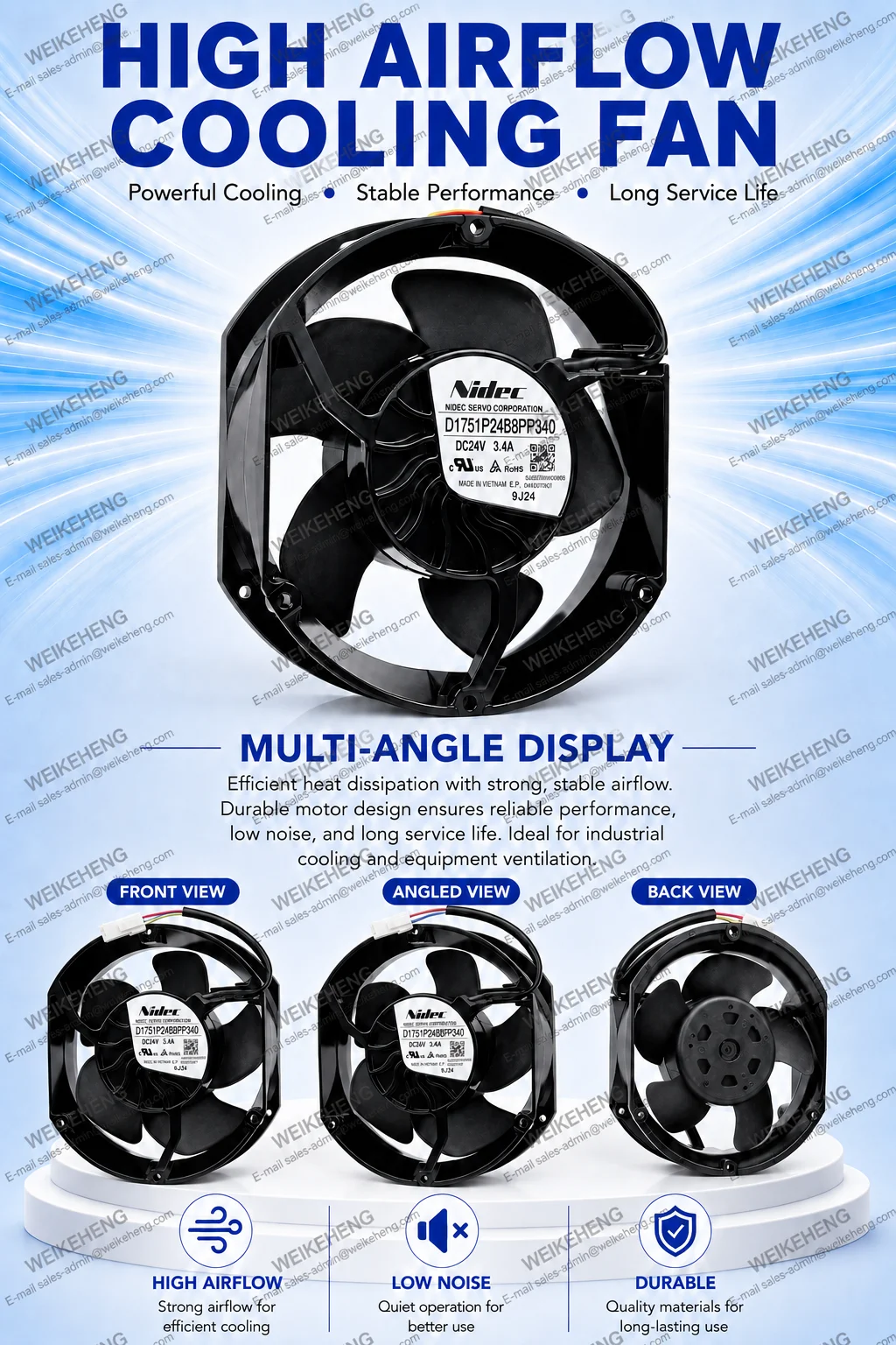 Axial Flow Fan, D1751P24B8PP356, 17251, 24V, 0.4A - detail 6