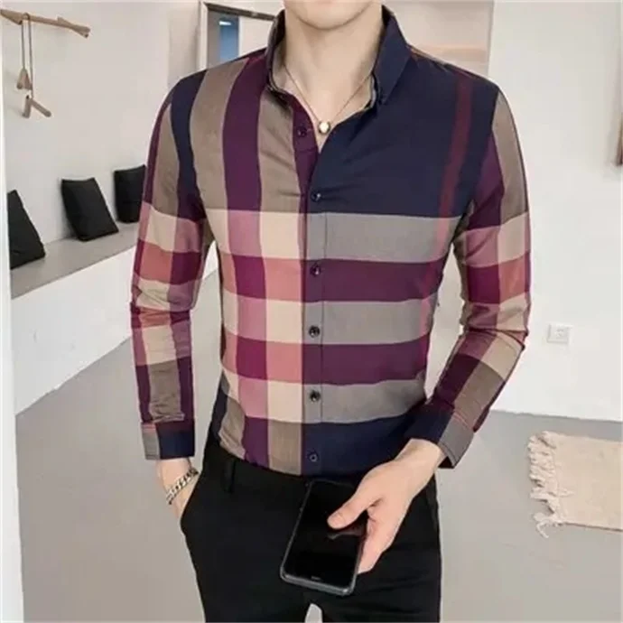 new ice silk long-sleeved shirt Spring and summer polyester fiber silky men's thin business casual anti-wrinkle polo shirts