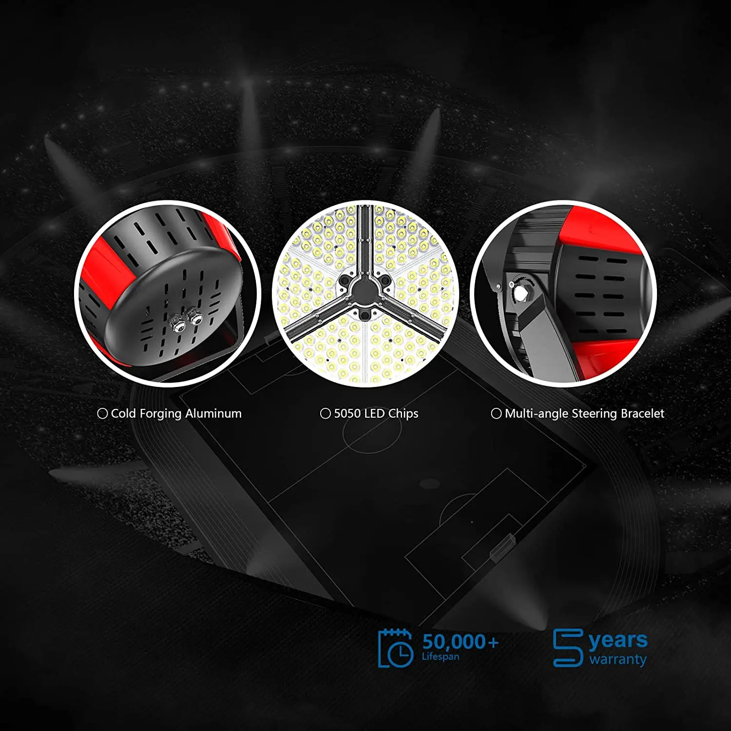 500W Stadium Flood Light Super Bright 75000lm IP65 Waterproof Outdoor Football Field High Mast Led Sports Light