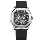 Watches New Fashion Design Square Skeleton Automatic Custom Logo Watches Men With Silicone Strap