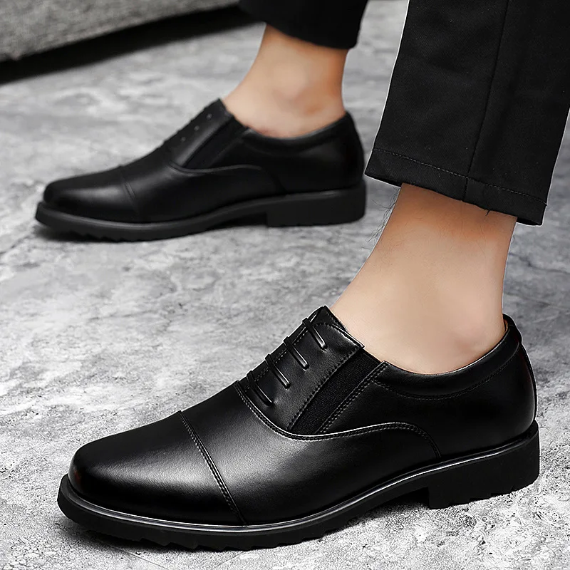 Big size genuine leather dress shoes for men trendy mens office shoes breathable casual men dress shoes