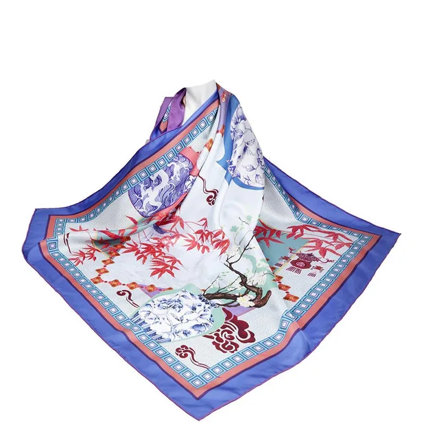90X90cm double sided digital printing new design fashion no moq fashion custom made  100%  silk square scarf