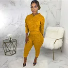 Top Autumn Solid Color Long Sleeve Hooded Sweatshirt Crop Top Leggings Pants Women Casual 2 Piece Set
