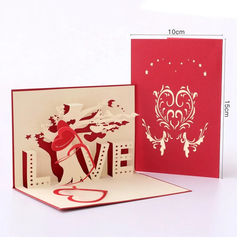 3D Pop Up Paper Laser Cut Greeting Cards Handmade Postcards 