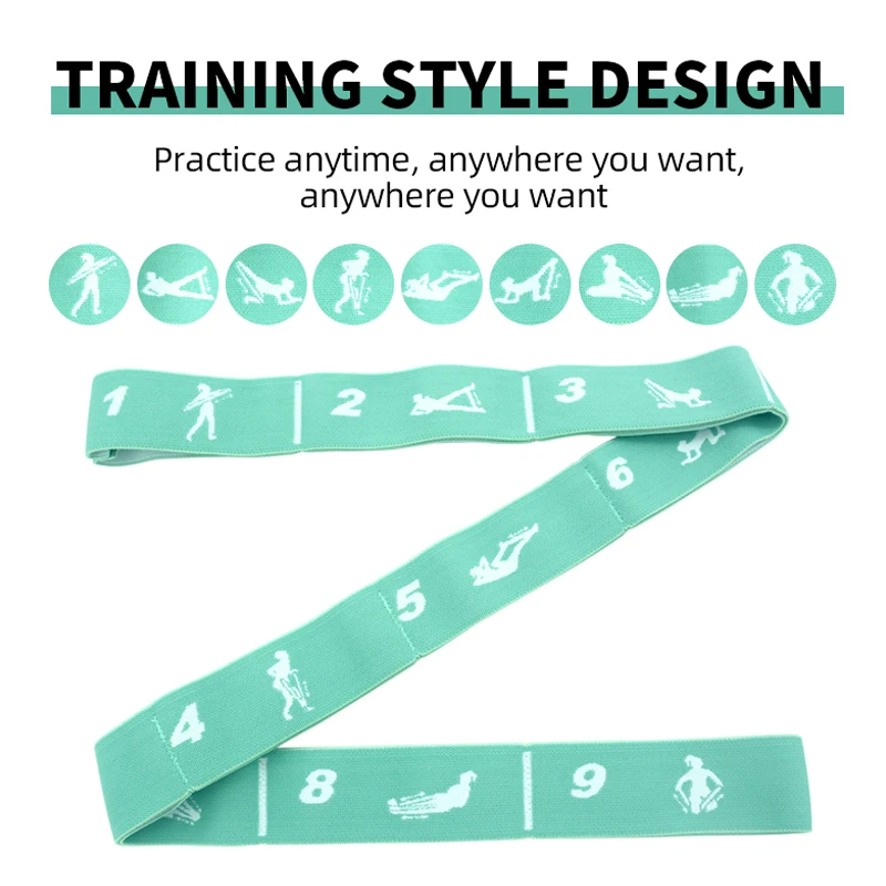 Latin Dance Yoga Strap Resistance Band with 9 Loops Elastic Latex Cotton Stretch Belt Custom Print Nylon for Children