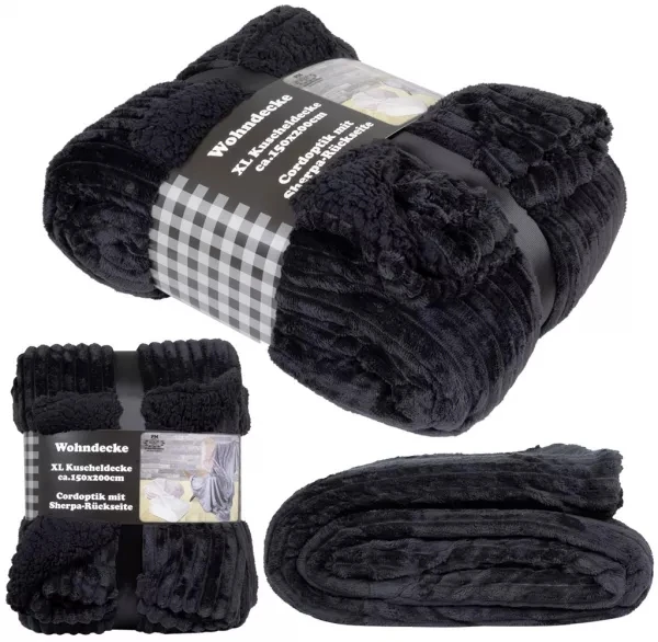 Double Layer Reversible Sherpa Microfiber Knitted Jacquard Style Flannel Blanket Throw Bedding Decoration Soft Cozy Cuddling