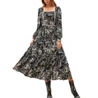 Clothes YueMa Square Neck Elegant Casual Dresses Ladies Women Clothes Long Maxi Dress