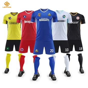 Wholesale 100% Polyester Sublimation Football Jerseys Kits Custom Mens Breathable Soccer Uniforms Set With Logo