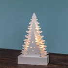 Crafts H7inch White Small Christmas Tree With Led Lights Included Wooden Crafts For Holiday Family Decor