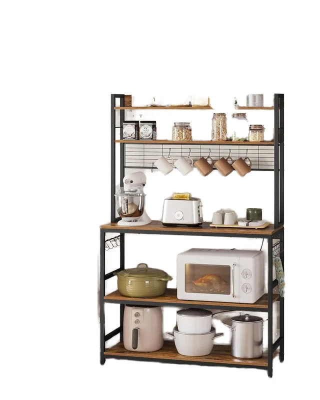 Custom Multifunctional Kitchen Storage Rack Functional Standing Type Household Storage Microwave Oven Living Room Design