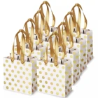 Bag Shopping Gift Bag Gold Foil Polka Dot Gift Paper Bag Logo Can Be Designed With Luxury Ribbon Handles