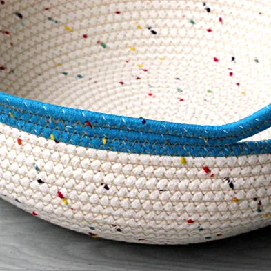 HUAYI High Quality Handmade Cotton Tube Braided Dog Bed Round Dog Basket Knit Knotted Pet Beds