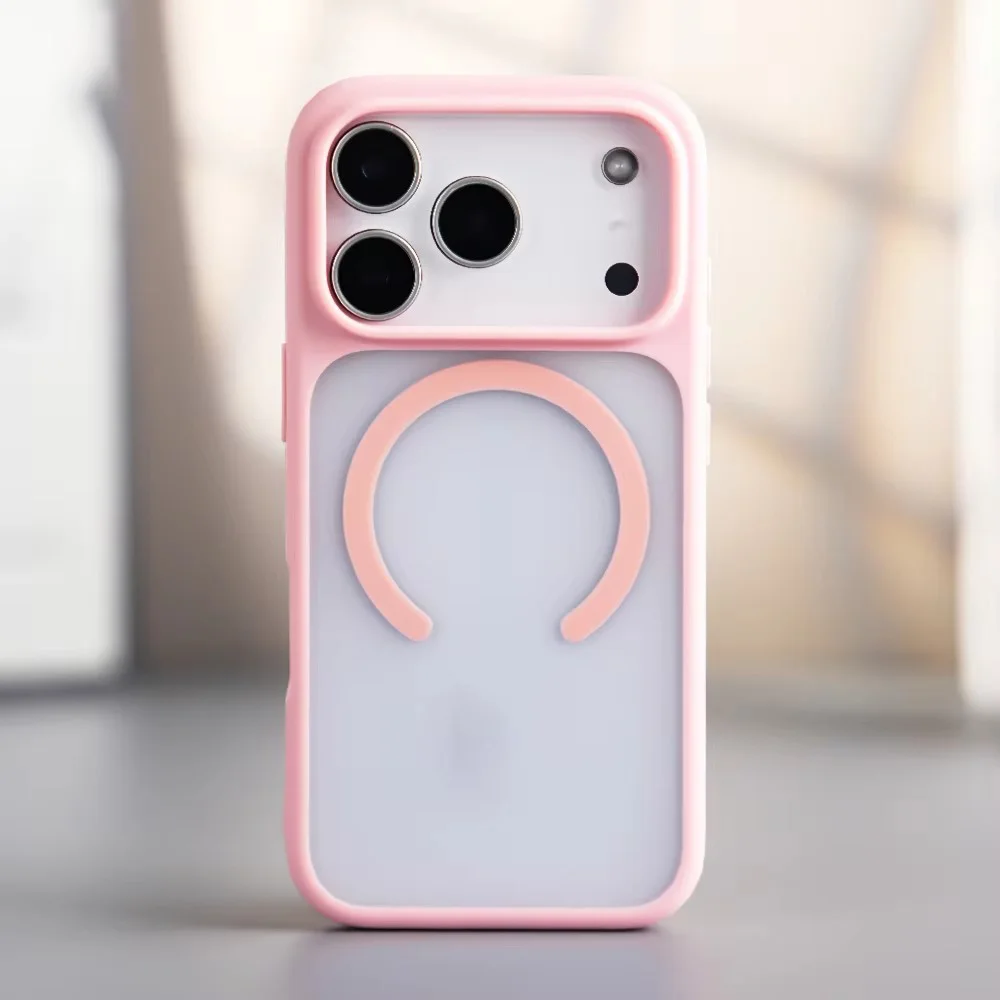 product laudtec clear shockproof mobile phone cover frosted magnetic tpupc simple back case for iphone air 17 16 plus pro max sjk1110-7