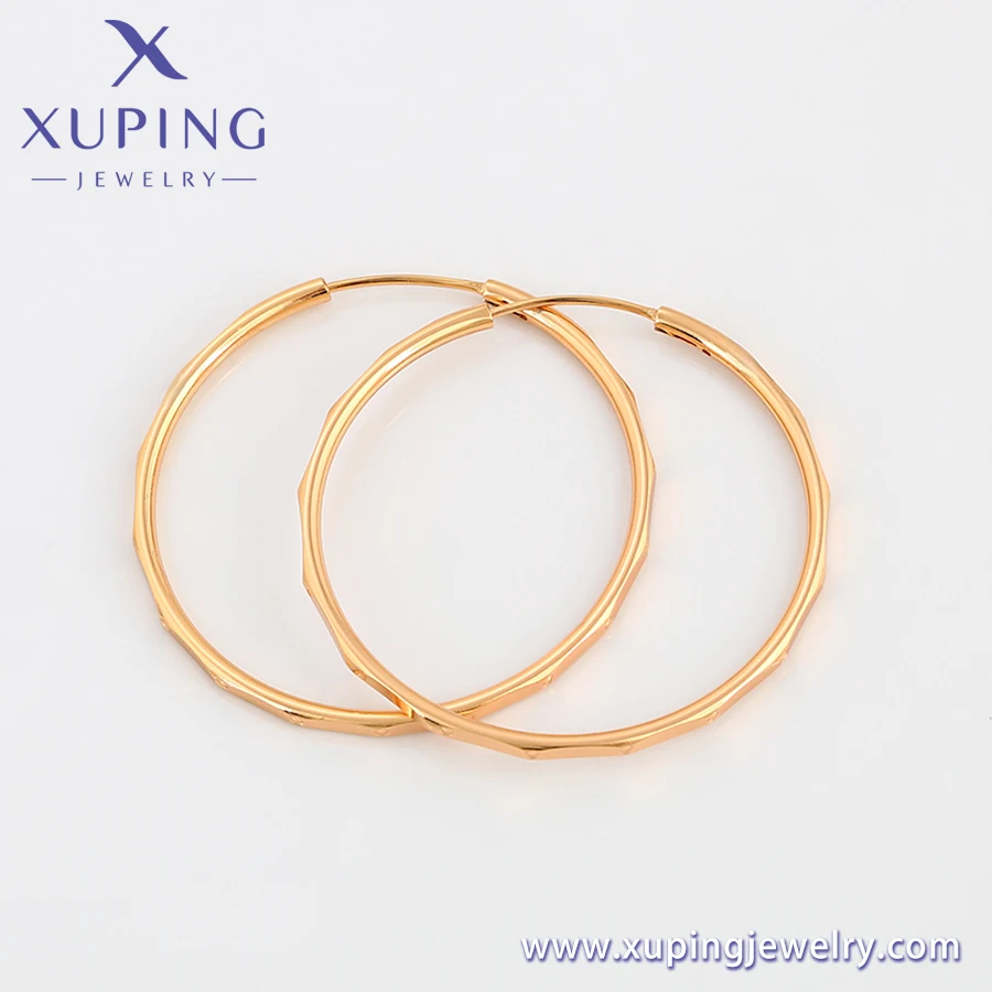 A00858644 xuping jewelry 18K gold color Latin American style china jewelry factory plain polishing surface hoop earring