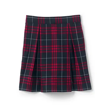 School Girls Pleated Skirt Uniform Red Plaid School Uniform Skort Checkered Polyester Skirt