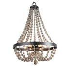 Beads Farmhouse Chandelier Light Fixture For Dining Room Bedroom Handmade Wood Beads 6-Light H 72 CM X W 51 CM