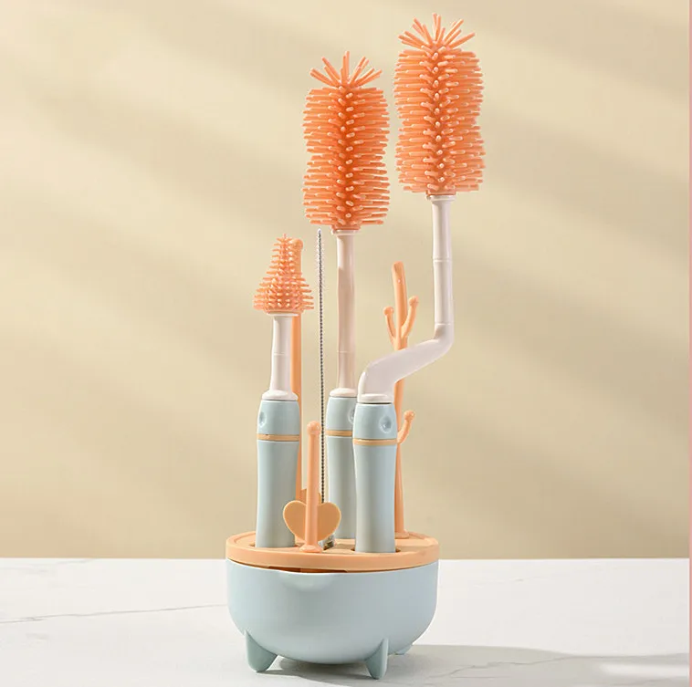 Wholesale Suspensibility Conveniently Receive  Rotary Silicone Baby Bottle Brushes Customized Baby Bottle Brushes
