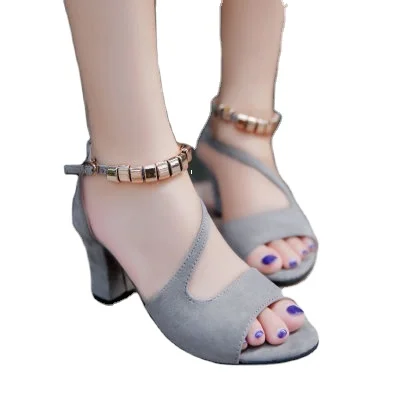 Hot sale Fashionable sexy fish mouth hollow roman sandals thick beaded high heels female summer sexy female sandals