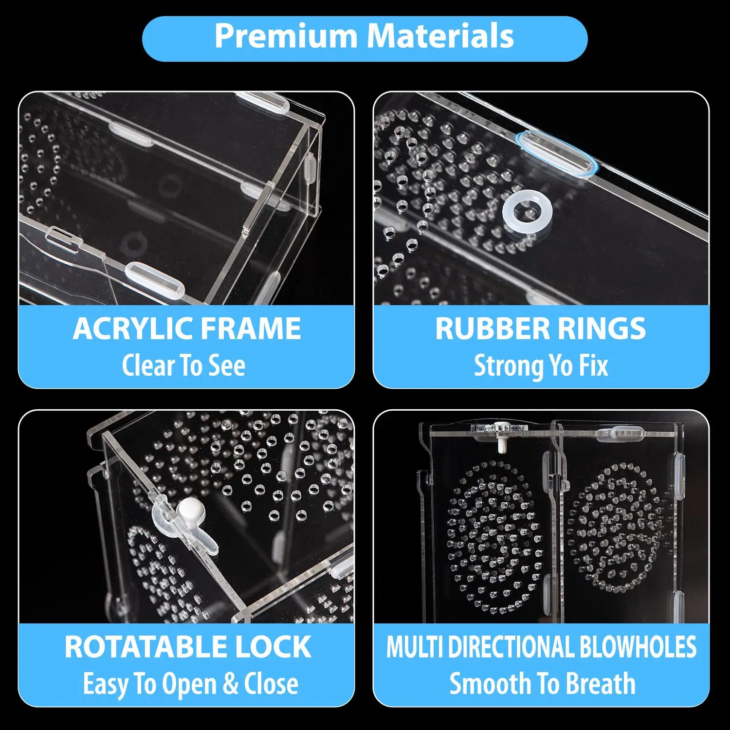 product jumping spider enclosure acrylic praying mantis habitat insect terrarium small reptile cage accessories with secure lock-7