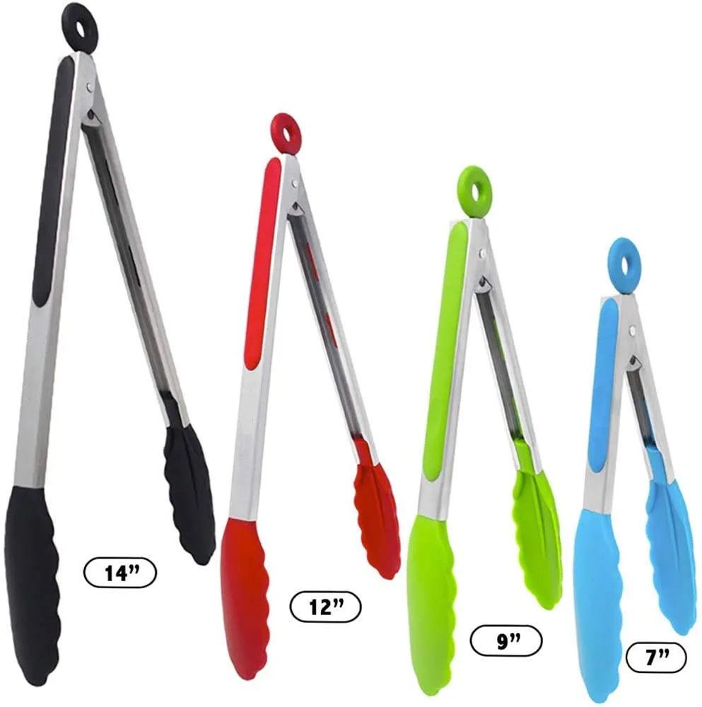 USSE Silicone Cooking Grilling Barbecue Tongs, Stainless Steel Kitchen BBQ Tongs manufacture