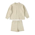 Autumn Wholesale Boutique Spirng Autumn Long Sleeve Top With Shorts Speckle Color Sweater Suit Kids Girl Outfits