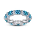 Silver Temperament Platinum Plating Sliver Ring Oval Shape Blue Sapphire Women Band Ring