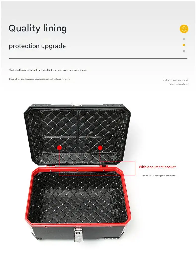 Motorcycle tail box, motorcycle top case trunk tail box can store helmet/bronze/68L