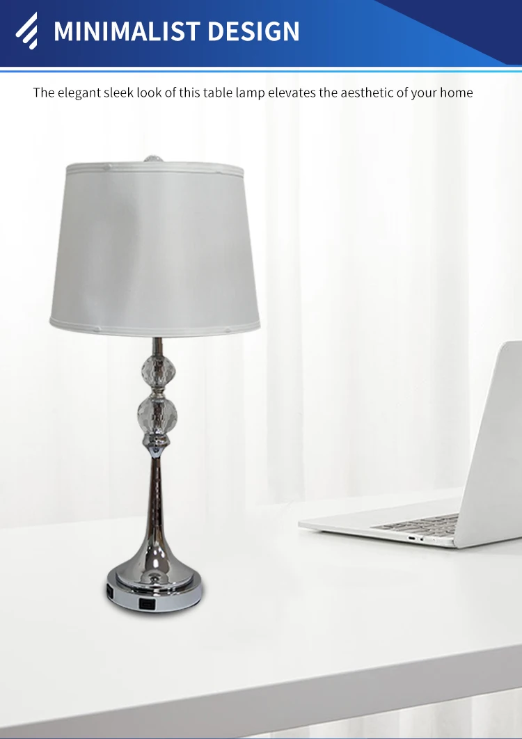 White linen touch switch Farm light Hotel bedroom table lamp