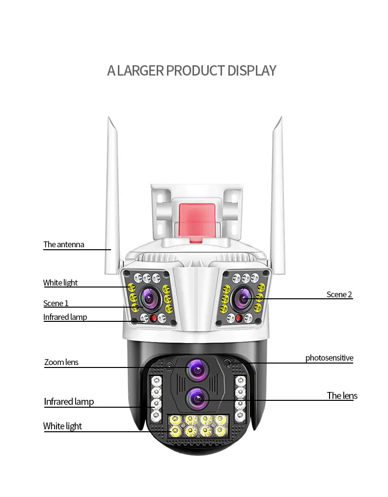 16mp 10X zoom Three Lens Camera Wifi 8MP Security Ip Network Camera Outdoor 4k 10X zoom  Ptz Four lens Three screen cctv Camera