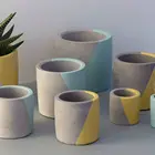Candle Jar China DM Factory Hot Seller Matte Custom Printed Cylinder Grey Cement Candle Jar Concrete Storage Containers