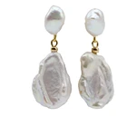 Earrings Fashionable Ladies White Baroque Pearl Earrings