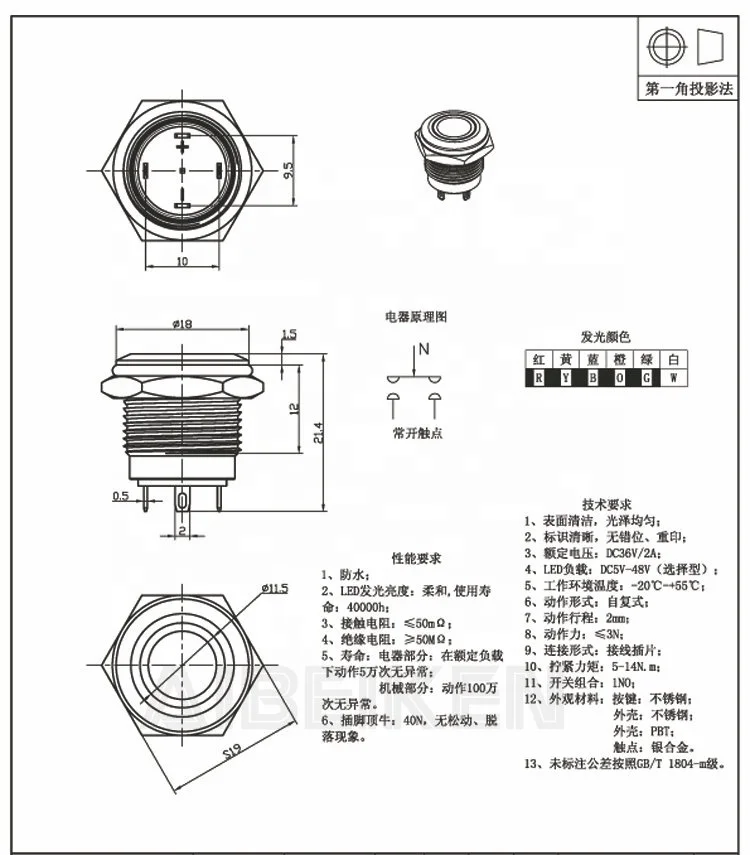 Abilkeen E Series Latching Metal Push Button Ring Min Voltage V Push