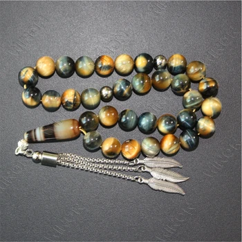8MM/10MM x 33beads Natural Dream Color Tiger Eye Gemstone Prayer Beads Bracelet Necklace Muslim Rosary Islamic gifts