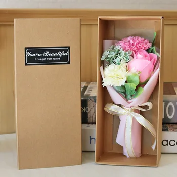 New Design Romantic Soap Flower Artificial Rose Bouquet Valentine's Day   Box Packaging Carnation Birthday Gift