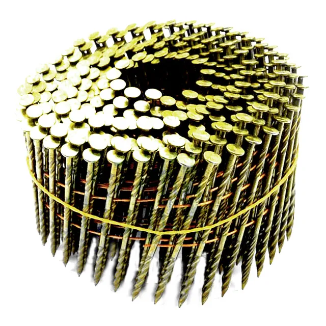 Hot sale 15 degree 2*0.099 polished screw shank wire pallet coil nails